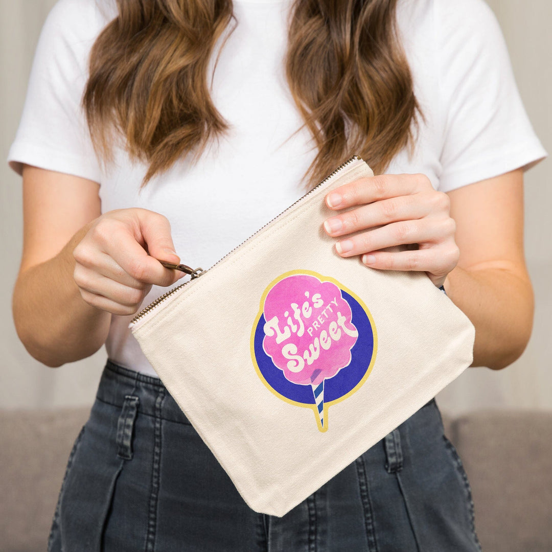 Tasty Treats Collection, Cotton Candy, Life's Pretty Sweet, Contour, Accessory Go Bag Totes Lantern Press 