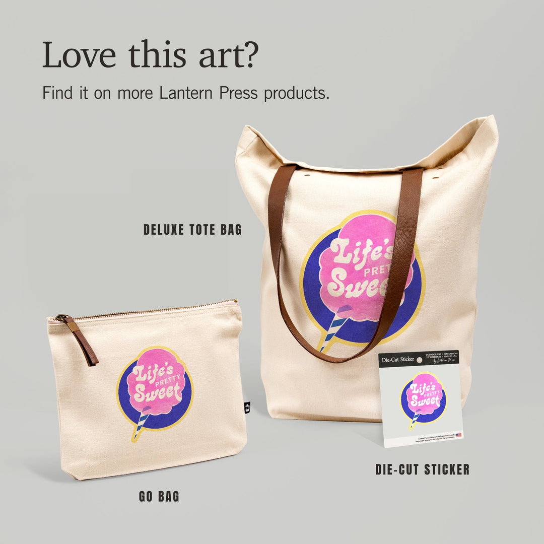 Tasty Treats Collection, Cotton Candy, Life's Pretty Sweet, Contour, Accessory Go Bag Totes Lantern Press 