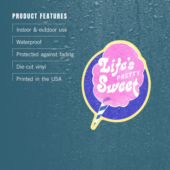 Tasty Treats Collection, Cotton Candy, Life's Pretty Sweet, Contour, Vinyl Sticker Sticker Lantern Press 