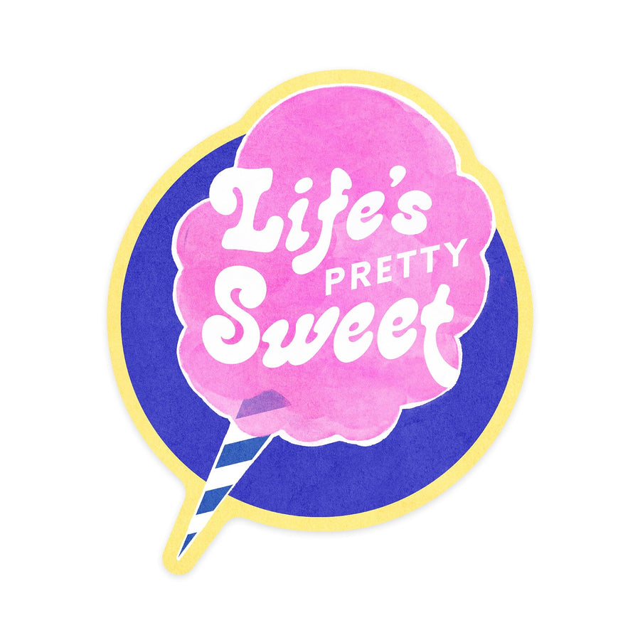 Tasty Treats Collection, Cotton Candy, Life's Pretty Sweet, Contour, Vinyl Sticker Sticker Lantern Press 