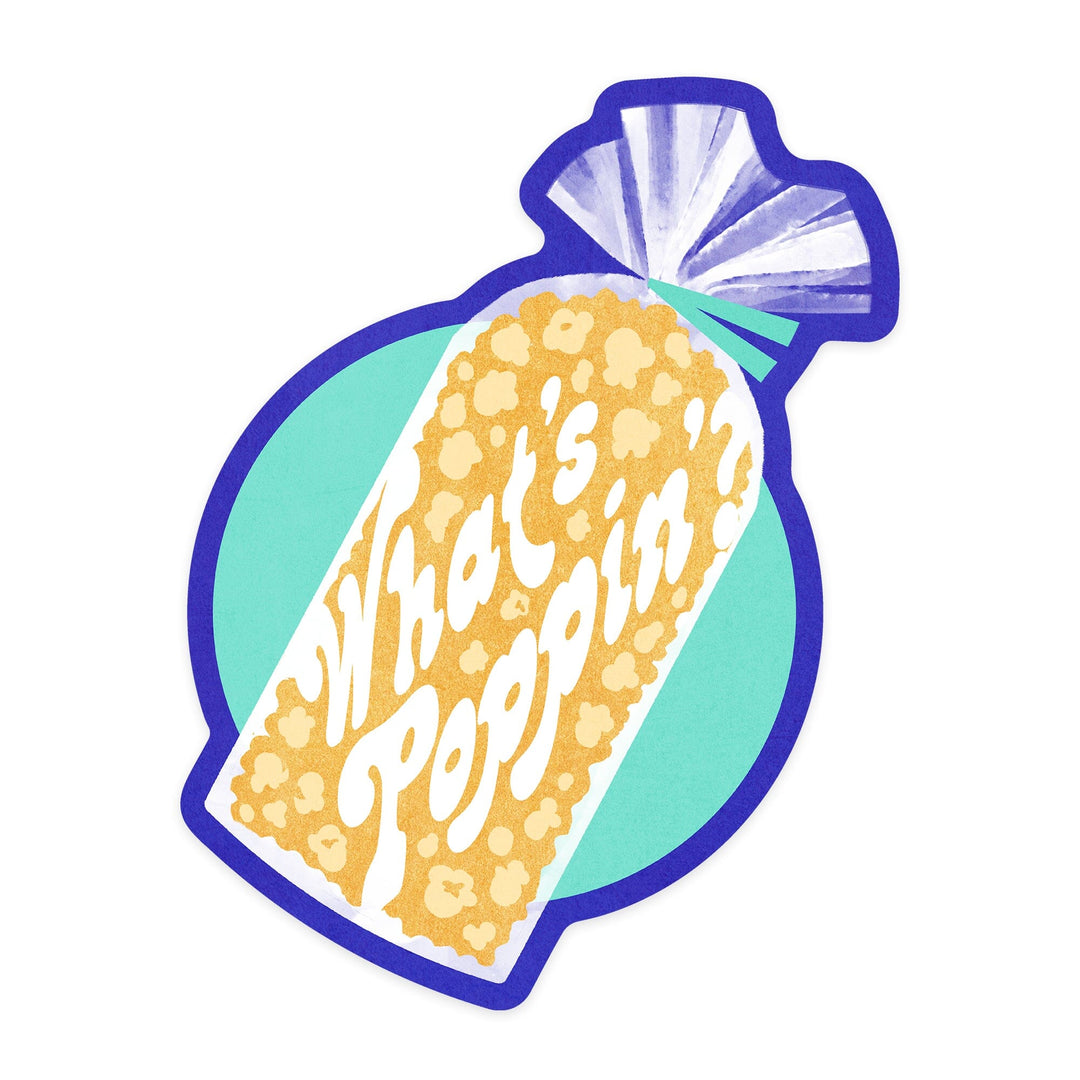 Tasty Treats Collection, Kettle Corn, Whats Poppin', Contour, Vinyl Sticker Sticker Lantern Press 