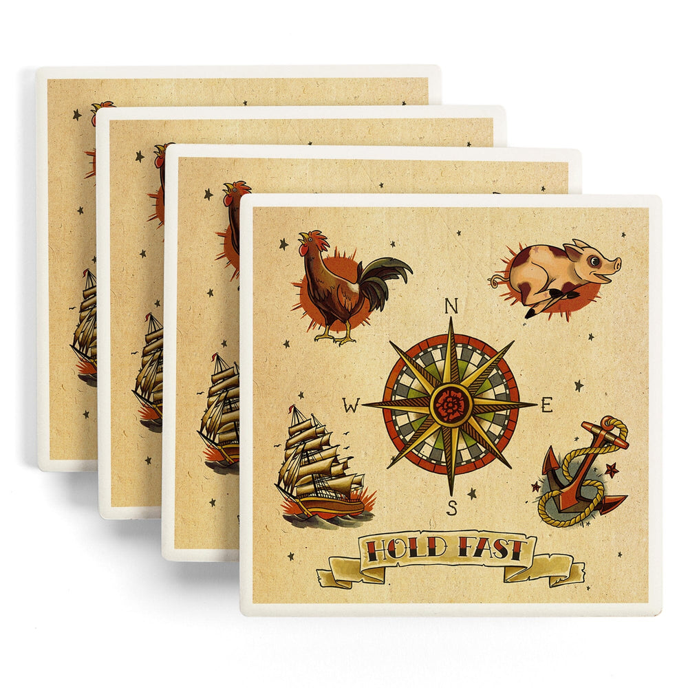 Tattoo Flash Sheet, Sailors, Coasters Coasters Lantern Press 
