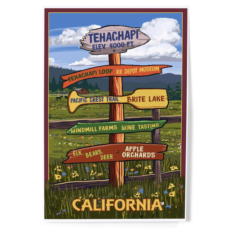 Tehachapi, California, Destination Signpost, Art & Giclee Prints Art Lantern Press 