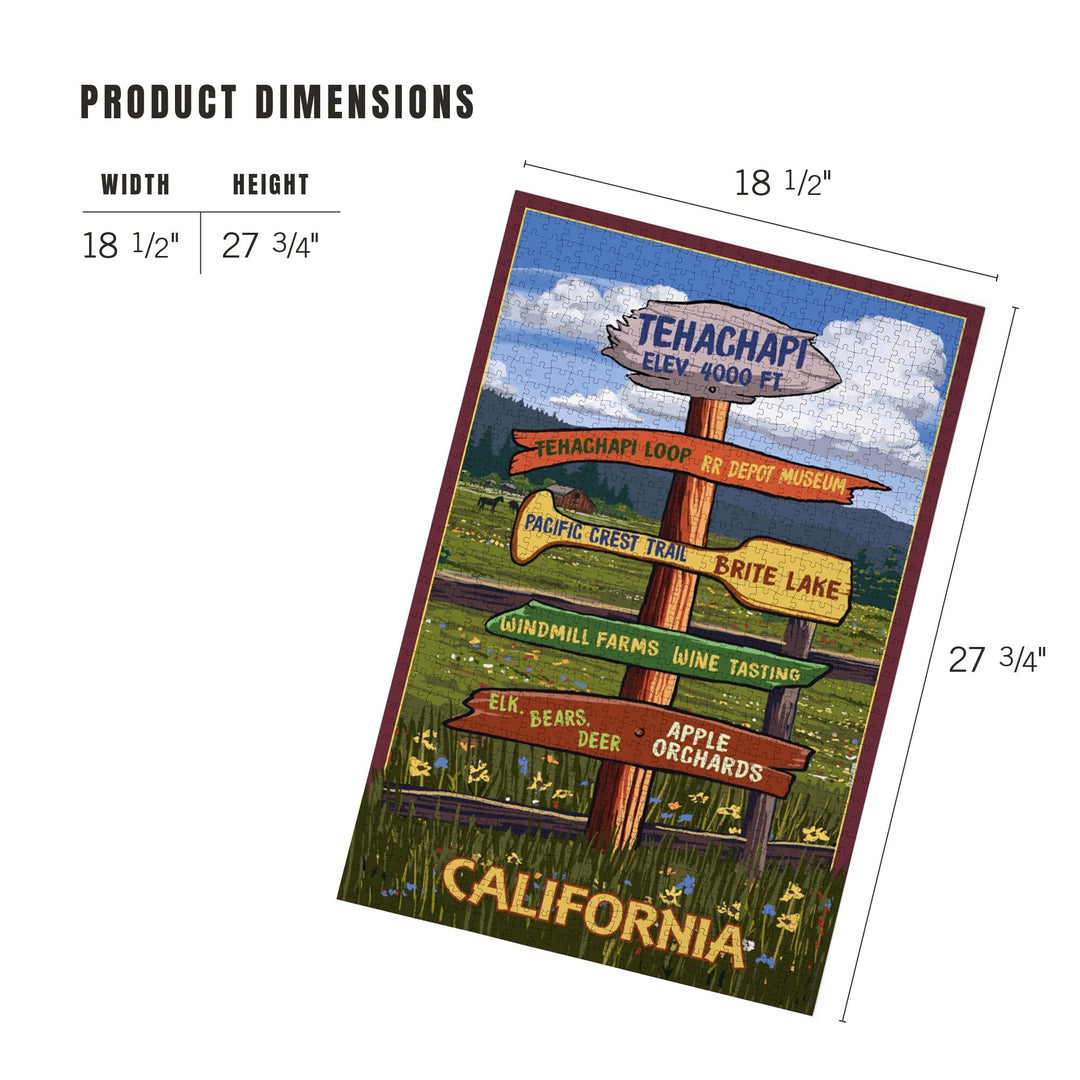 Tehachapi, California, Destination Signpost, Jigsaw Puzzle Puzzle Lantern Press 