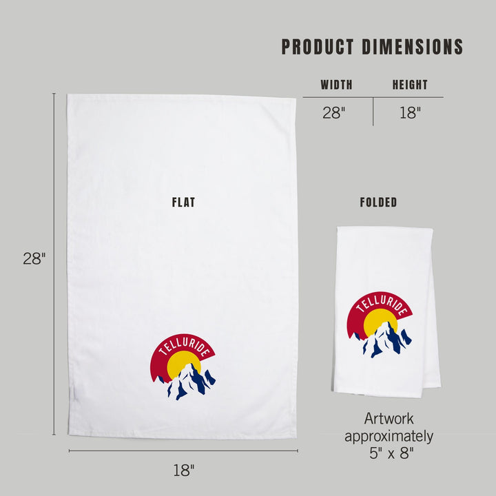 Telluride, Colorado, C and Mountains, Contour, Organic Cotton Kitchen Tea Towels Kitchen Lantern Press 