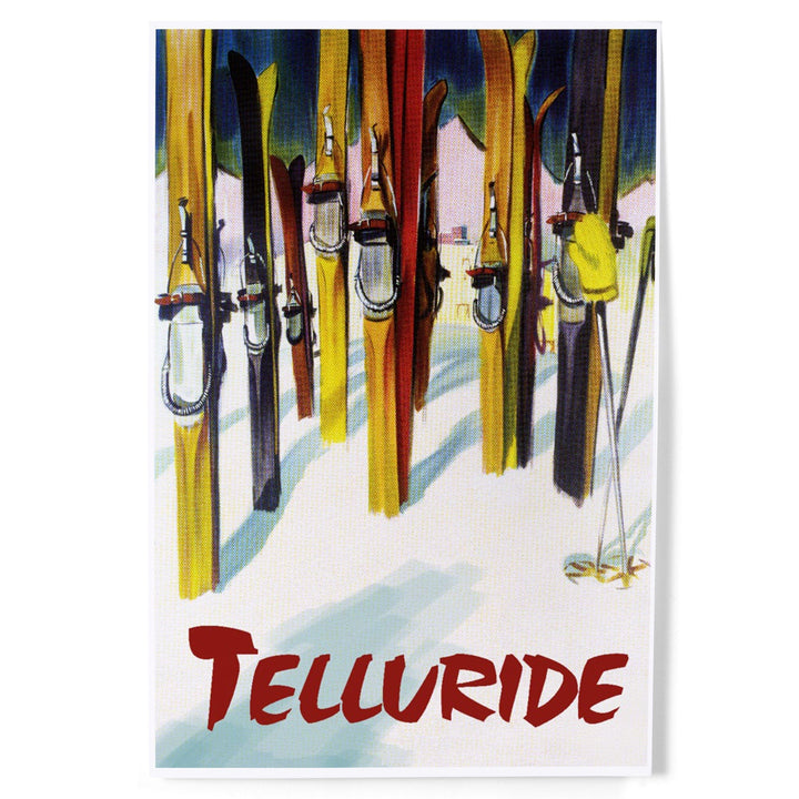 Telluride, Colorado, Colorful Skis, Art & Giclee Prints Art Lantern Press 