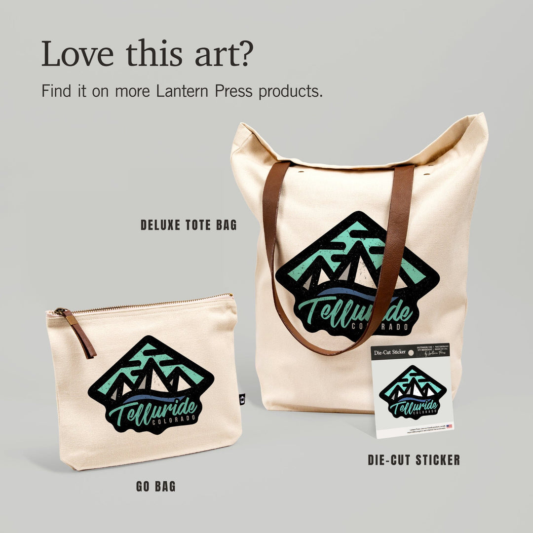 Telluride, Colorado, Diamond Mountain, Contour, Lantern Press Artwork, Vinyl Sticker Sticker Lantern Press 