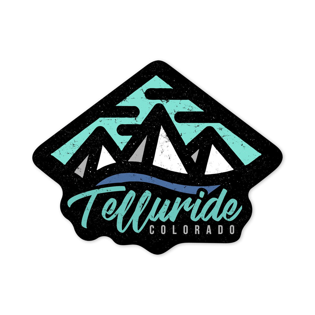 Telluride, Colorado, Diamond Mountain, Contour, Lantern Press Artwork, Vinyl Sticker Sticker Lantern Press 