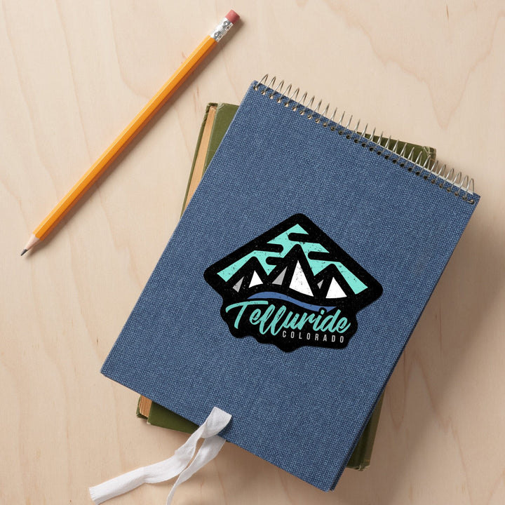 Telluride, Colorado, Diamond Mountain, Contour, Lantern Press Artwork, Vinyl Sticker Sticker Lantern Press 