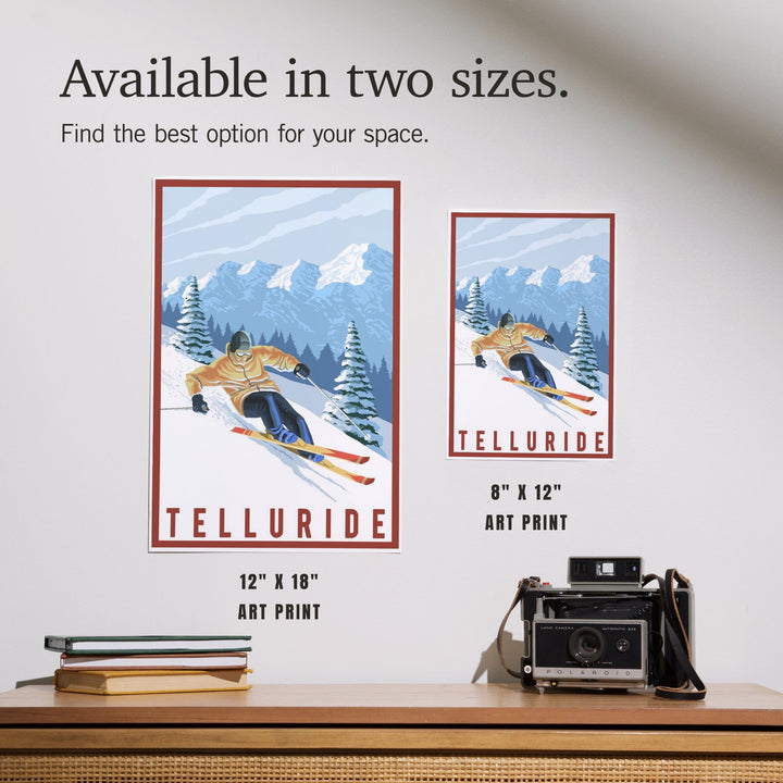 Telluride, Colorado, Downhill Skier, Art & Giclee Prints Art Lantern Press 