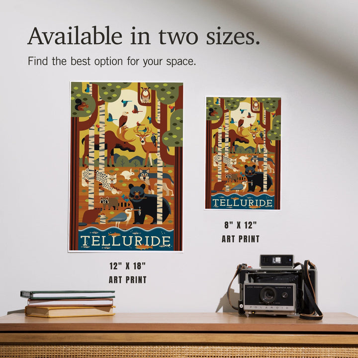 Telluride, Colorado, Forest Animals, Geometric, Art & Giclee Prints Art Lantern Press 