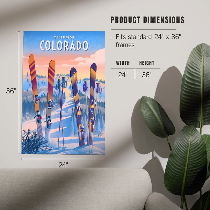 Telluride, Colorado, Prepare for Takeoff, Skis In Snowbank, Art & Giclee Prints Art Lantern Press 