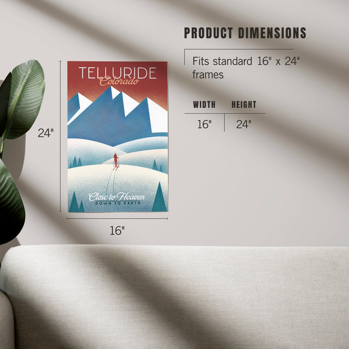 Telluride, Colorado, Skier In the Mountains, Litho, Art & Giclee Prints Art Lantern Press 