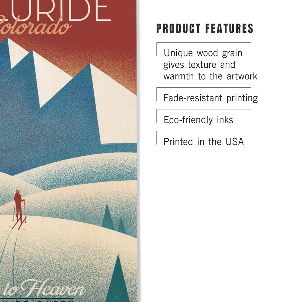 Telluride, Colorado, Skier In the Mountains, Litho, Lantern Press Artwork, Wood Signs and Postcards Wood Lantern Press 