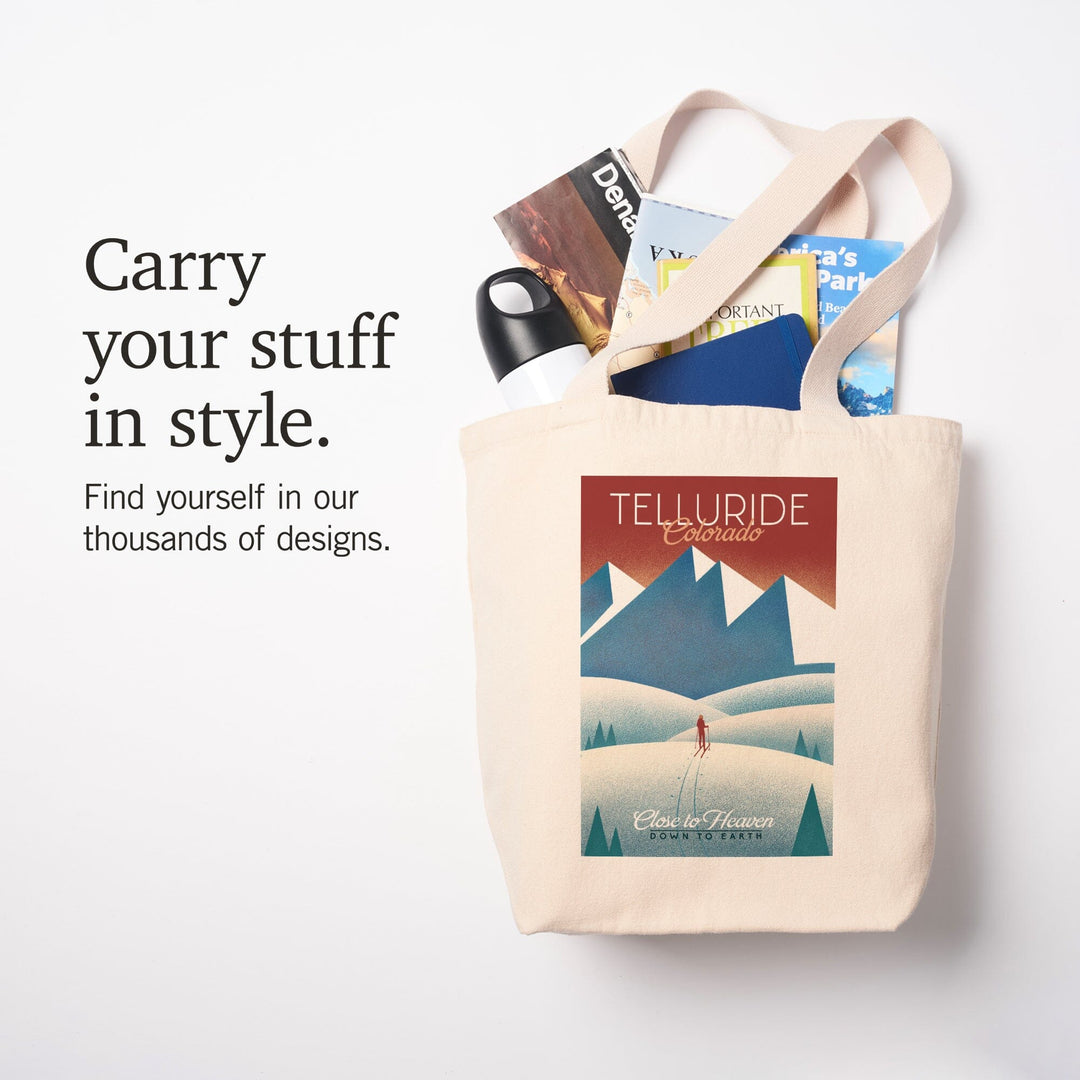 Telluride, Colorado, Skier In the Mountains, Litho, Tote Bag Totes Lantern Press 