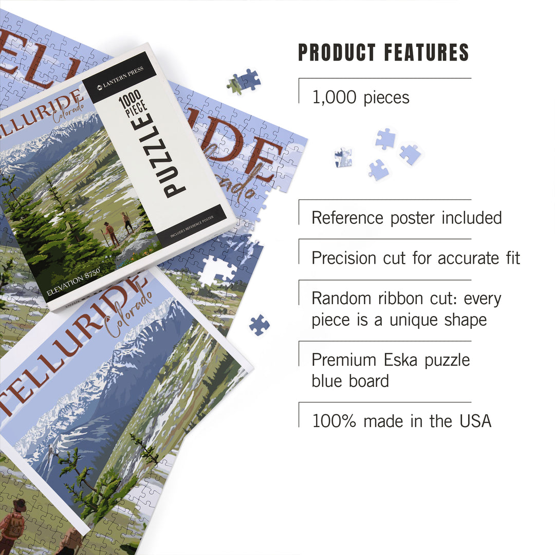Telluride, Colorado, Trail Ridge Road and Hikers, Jigsaw Puzzle Puzzle Lantern Press 