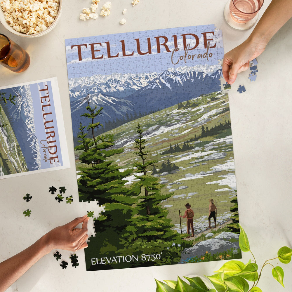 Telluride, Colorado, Trail Ridge Road and Hikers, Jigsaw Puzzle Puzzle Lantern Press 