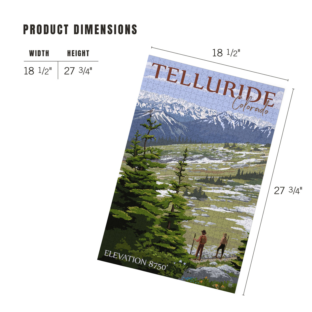 Telluride, Colorado, Trail Ridge Road and Hikers, Jigsaw Puzzle Puzzle Lantern Press 