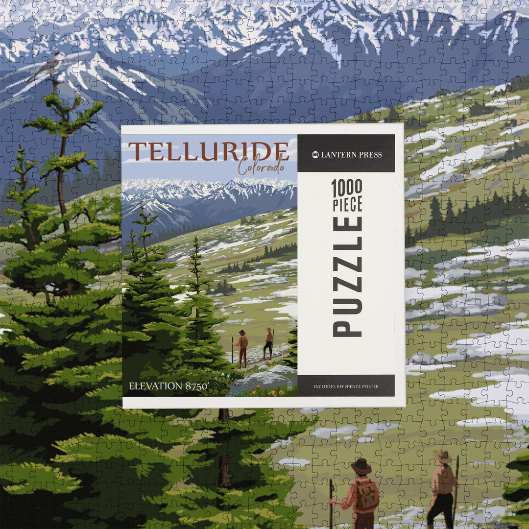 Telluride, Colorado, Trail Ridge Road and Hikers, Jigsaw Puzzle Puzzle Lantern Press 
