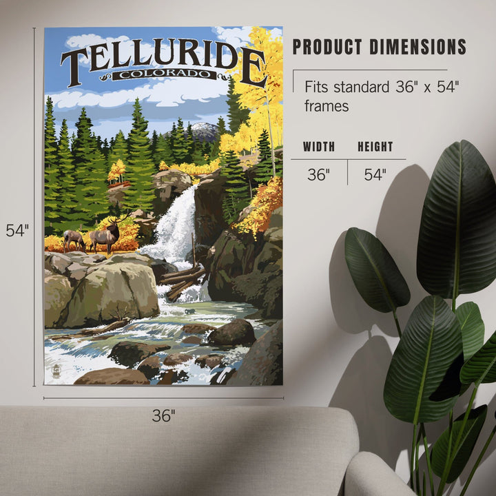 Telluride, Colorado, Waterfall, Art & Giclee Prints Art Lantern Press 