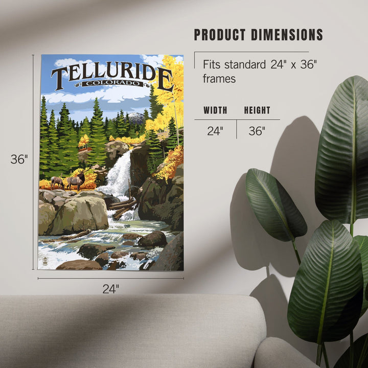 Telluride, Colorado, Waterfall, Art & Giclee Prints Art Lantern Press 