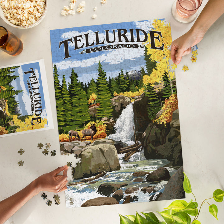 Telluride, Colorado, Waterfall, Jigsaw Puzzle Puzzle Lantern Press 