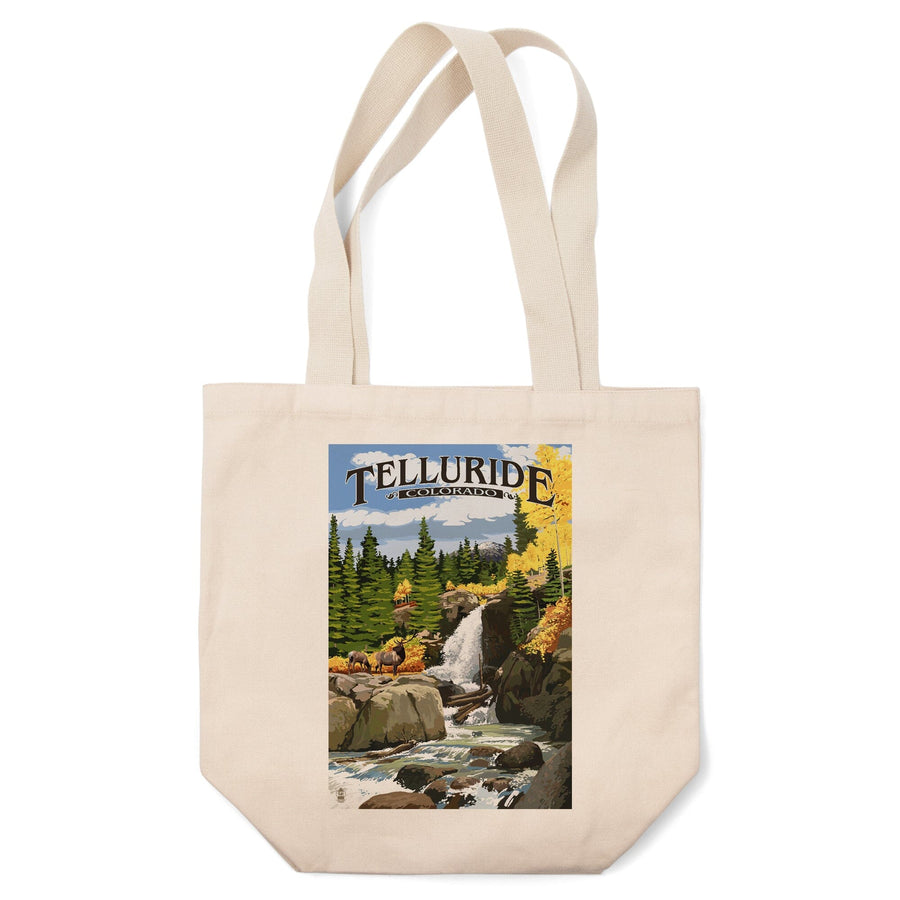 Telluride, Colorado, Waterfall, Lantern Press Artwork, Tote Bag Totes Lantern Press 