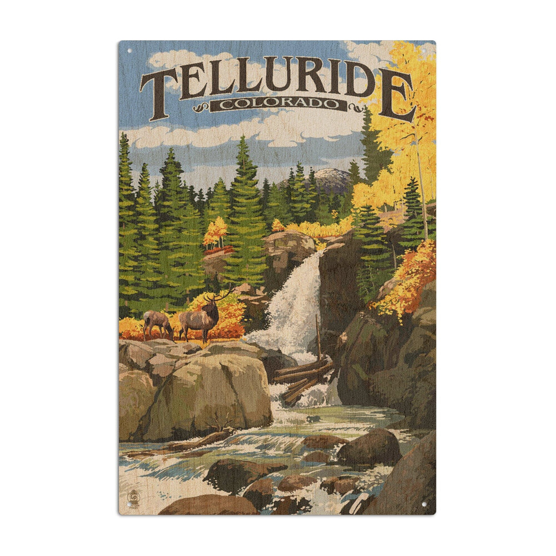 Telluride, Colorado, Waterfall, Lantern Press Artwork, Wood Signs and Postcards Wood Lantern Press 10 x 15 Wood Sign 
