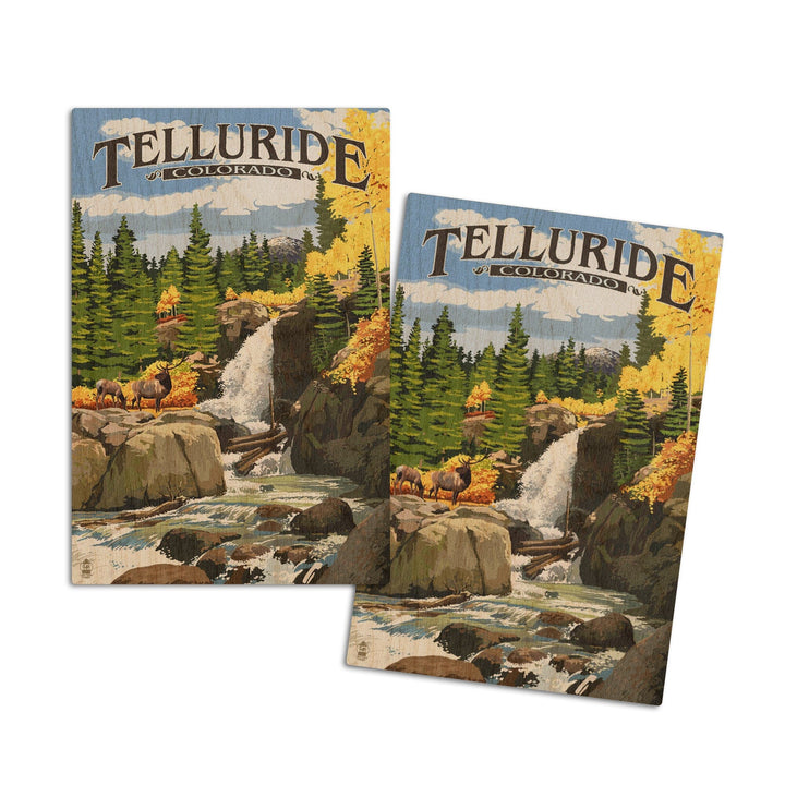 Telluride, Colorado, Waterfall, Lantern Press Artwork, Wood Signs and Postcards Wood Lantern Press 4x6 Wood Postcard Set 