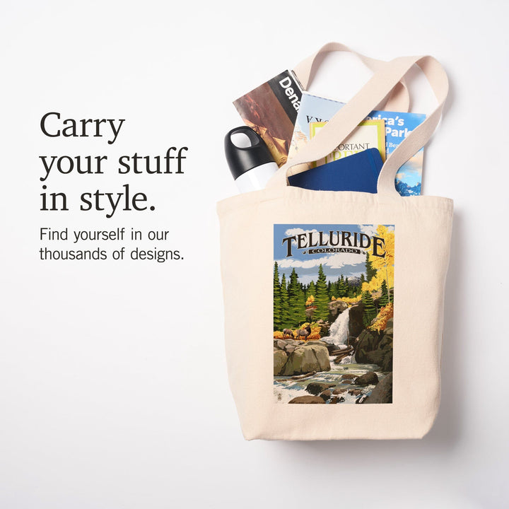 Telluride, Colorado, Waterfall, Tote Bag Totes Lantern Press 