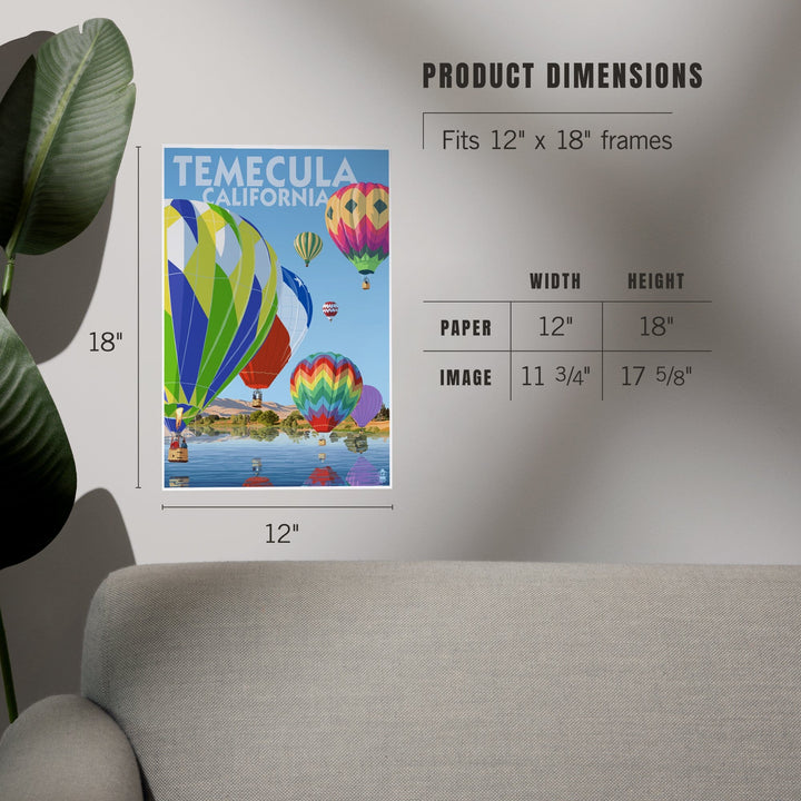 Temecula, California, Hot Air Balloons, Art & Giclee Prints Art Lantern Press 