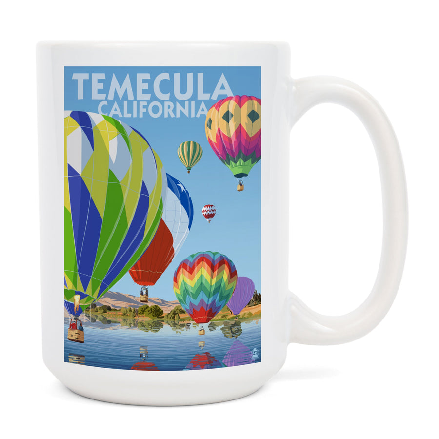 Temecula, California, Hot Air Balloons, Lantern Press Artwork, Ceramic Mug Mugs Lantern Press 