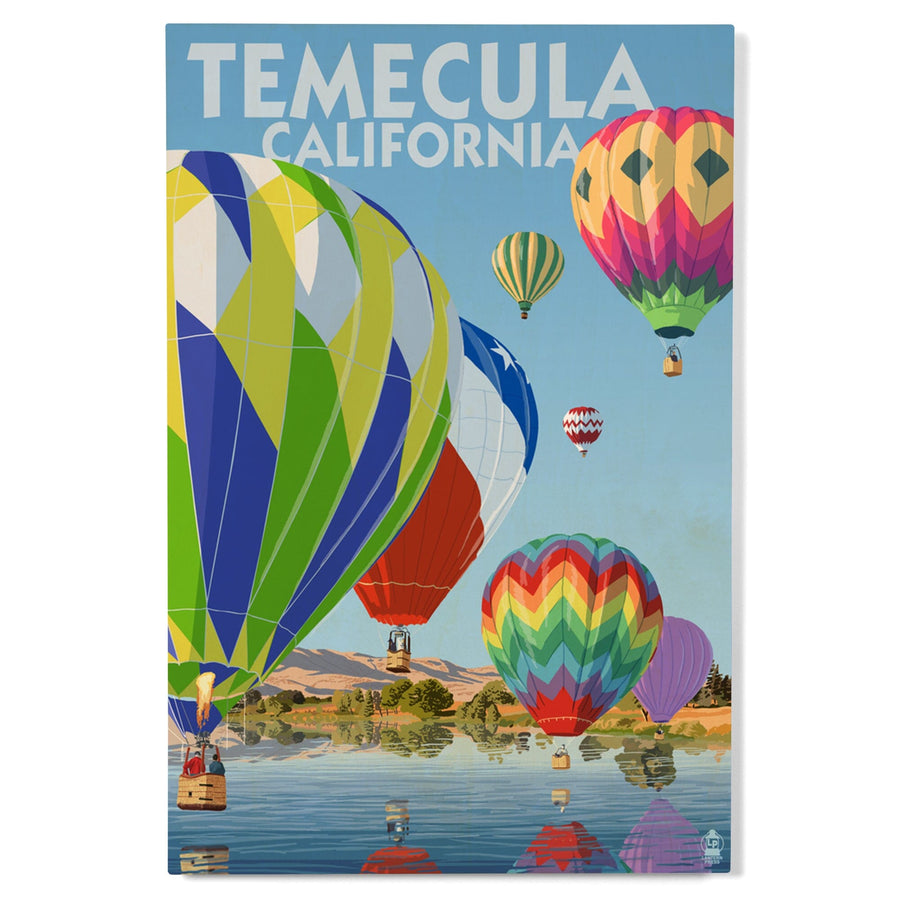 Temecula, California, Hot Air Balloons, Lantern Press Artwork, Wood Signs and Postcards Wood Lantern Press 