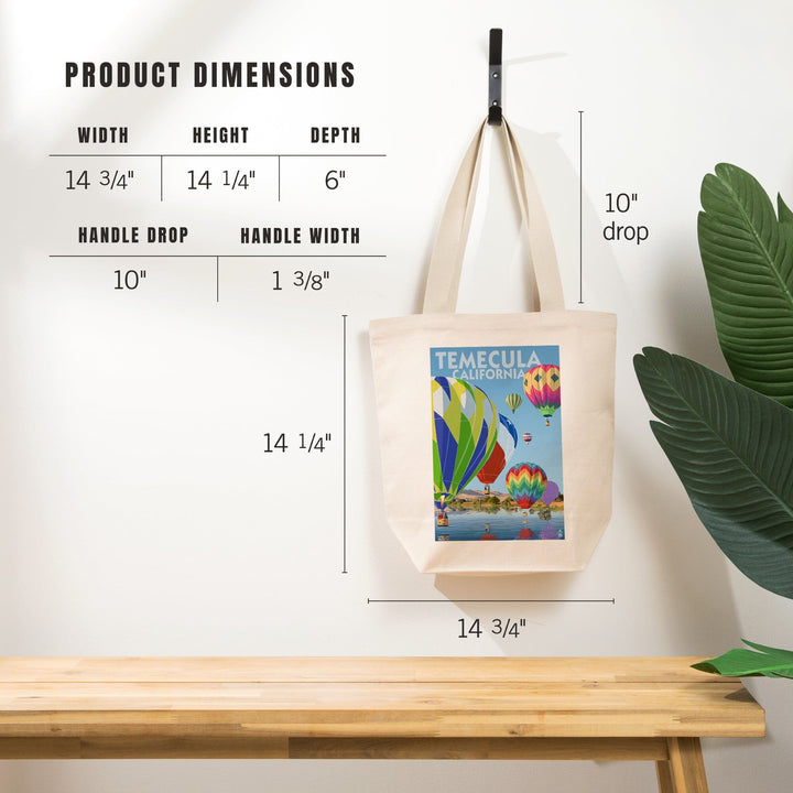 Temecula, California, Hot Air Balloons, Tote Bag Totes Lantern Press 