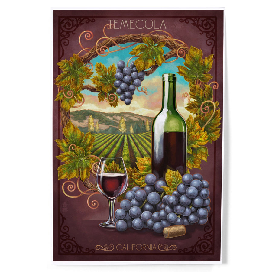 Temecula, California, Merlot Wine Scene, Art & Giclee Prints Art Lantern Press 