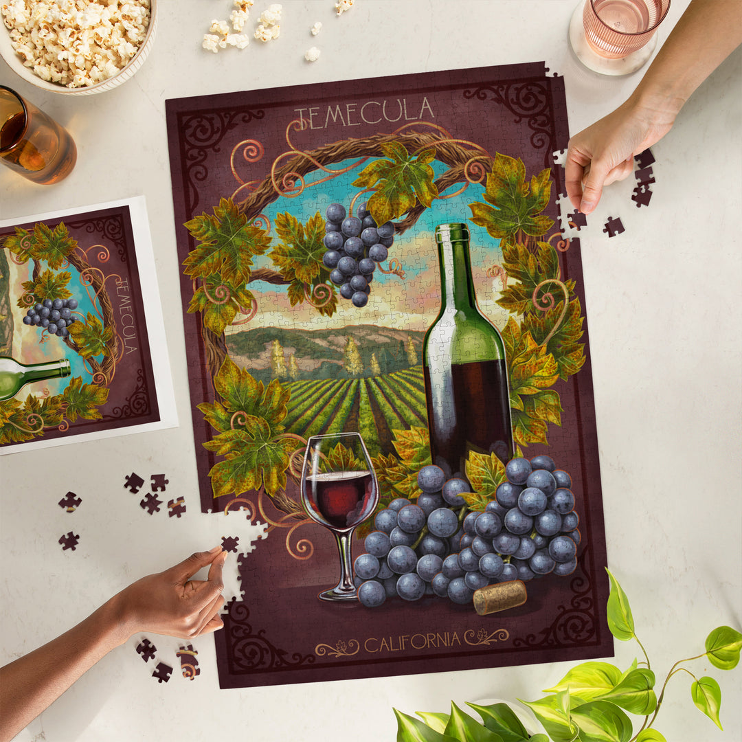 Temecula, California, Merlot Wine Scene, Jigsaw Puzzle Puzzle Lantern Press 