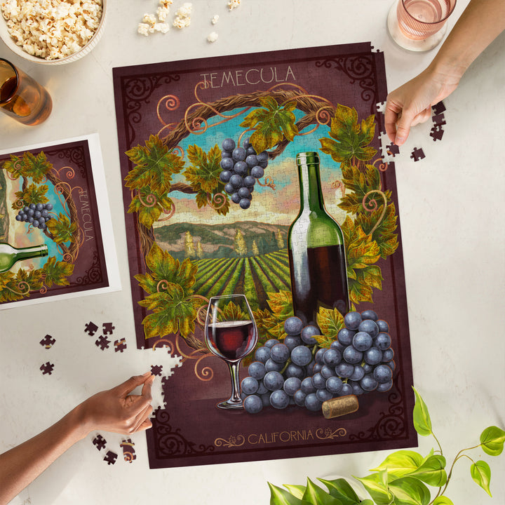 Temecula, California, Merlot Wine Scene, Jigsaw Puzzle Puzzle Lantern Press 