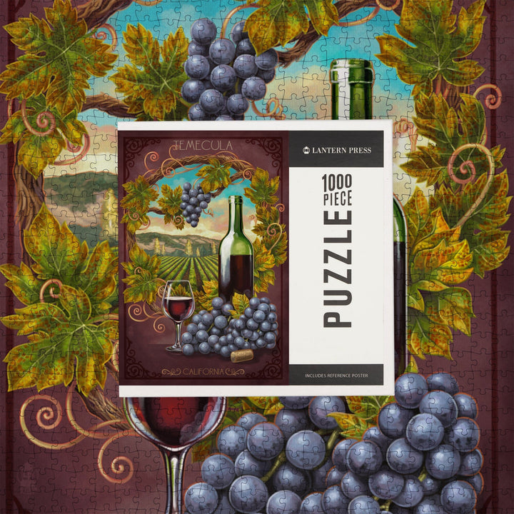 Temecula, California, Merlot Wine Scene, Jigsaw Puzzle Puzzle Lantern Press 