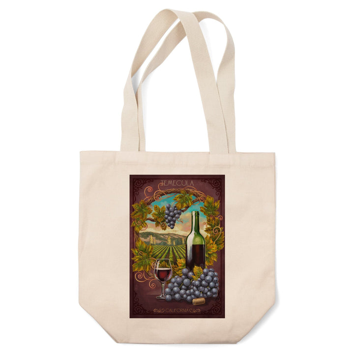 Temecula, California, Merlot Wine Scene, Tote Bag Totes Lantern Press 