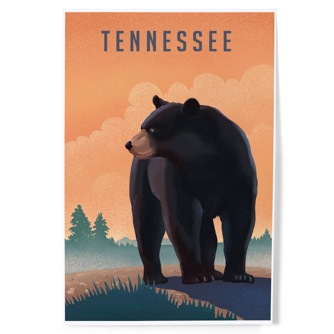Tennessee, Black Bear, Litho, Art & Giclee Prints Art Lantern Press 