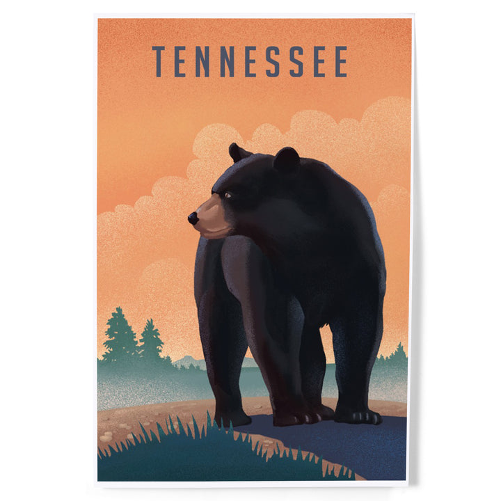 Tennessee, Black Bear, Litho, Art & Giclee Prints Art Lantern Press 