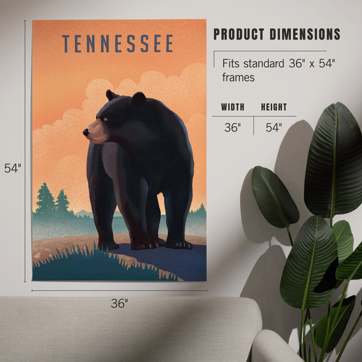 Tennessee, Black Bear, Litho, Art & Giclee Prints Art Lantern Press 
