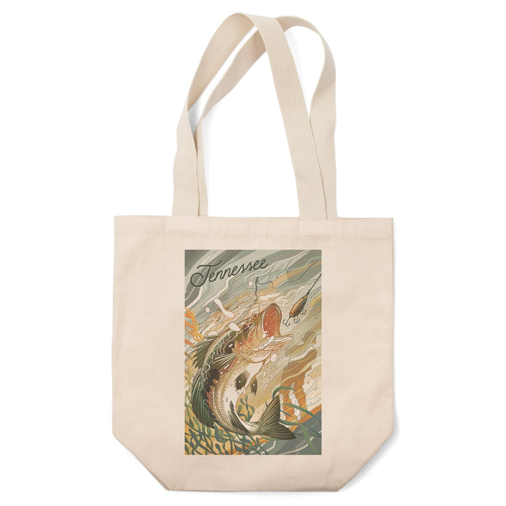 Tennessee, Fish All Day, Bass, Tote Bag Totes Lantern Press 