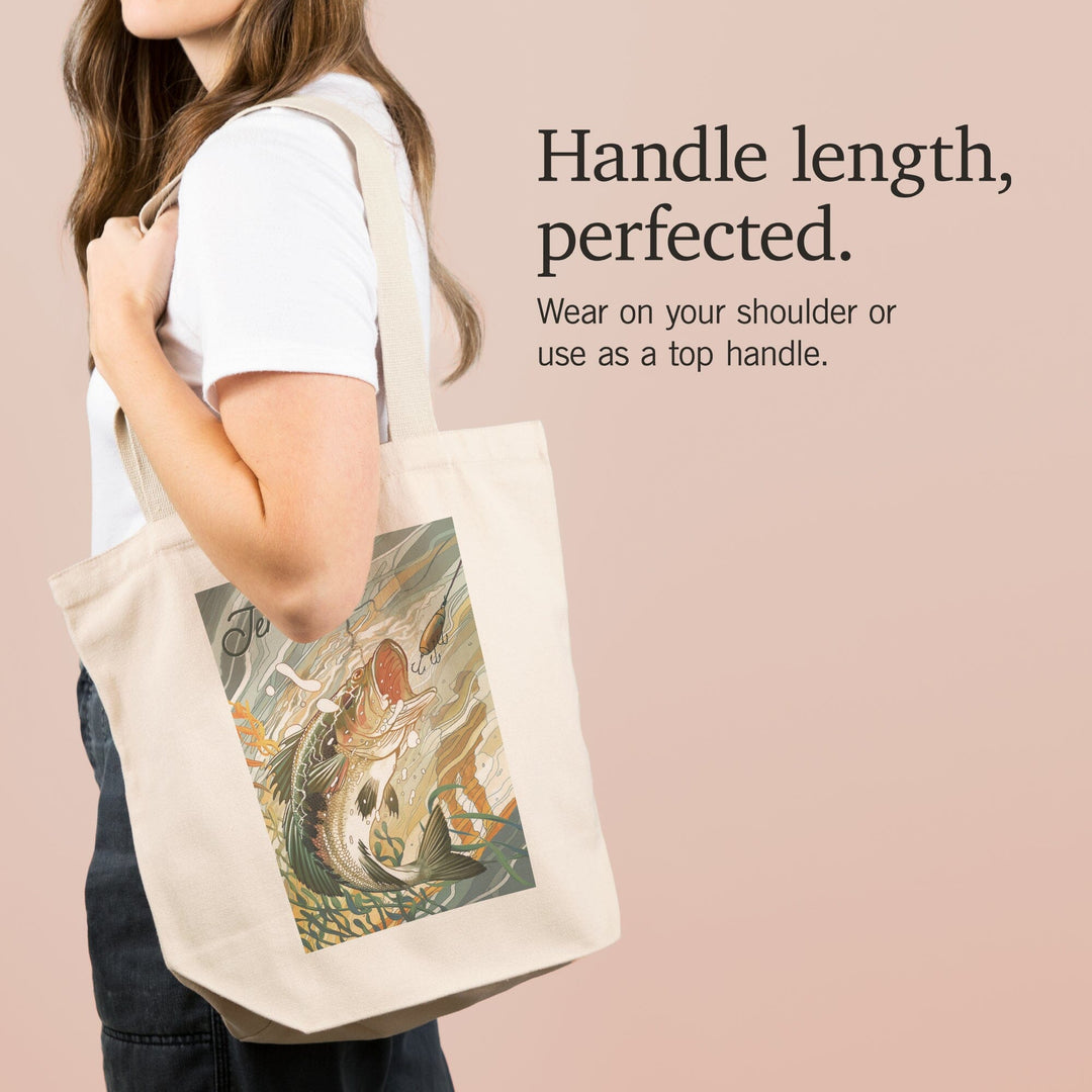 Tennessee, Fish All Day, Bass, Tote Bag Totes Lantern Press 