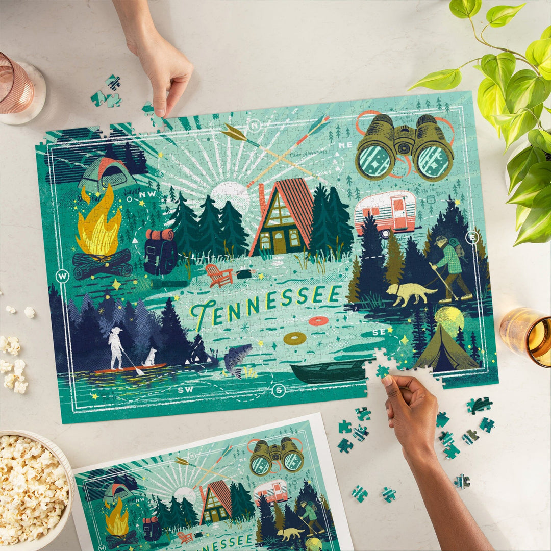 Tennessee, Lake Life Series, Lake Life Collage, Landscape With Trees, Jigsaw Puzzle Puzzle Lantern Press 