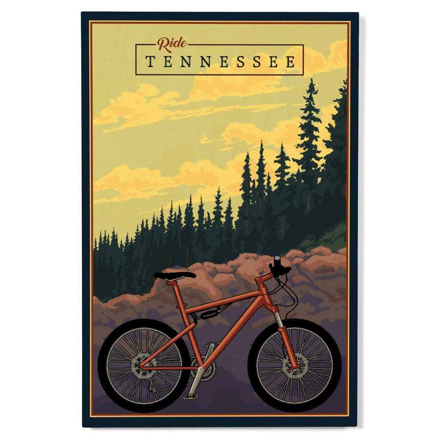 Tennessee, Mountain Bike, Ride the Trails, Lantern Press Artwork, Wood Signs and Postcards Wood Lantern Press 