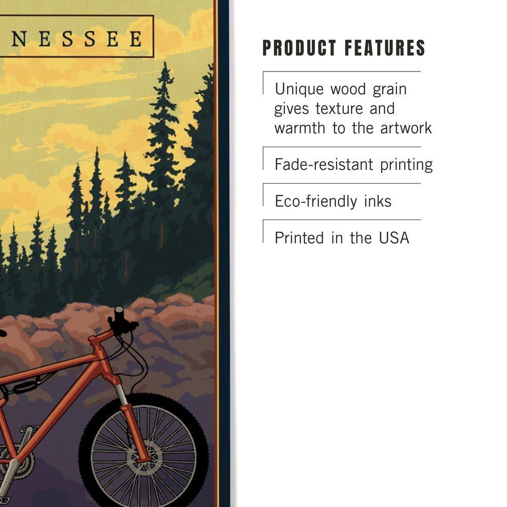 Tennessee, Mountain Bike, Ride the Trails, Lantern Press Artwork, Wood Signs and Postcards Wood Lantern Press 