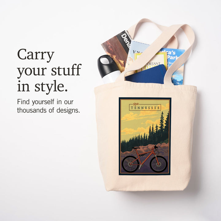Tennessee, Mountain Bike, Ride the Trails, Tote Bag Totes Lantern Press 