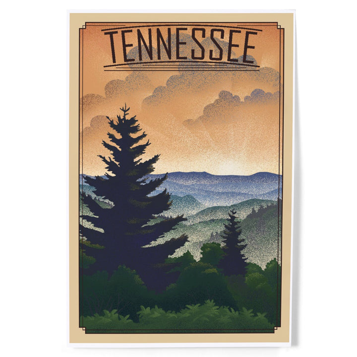 Tennessee, Mountain, Lithograph, Art & Giclee Prints Art Lantern Press 