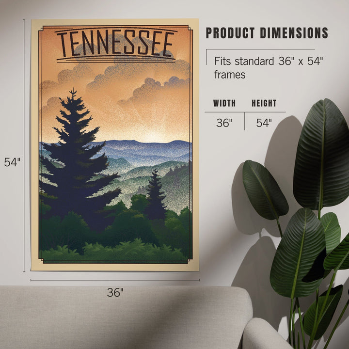 Tennessee, Mountain, Lithograph, Art & Giclee Prints Art Lantern Press 